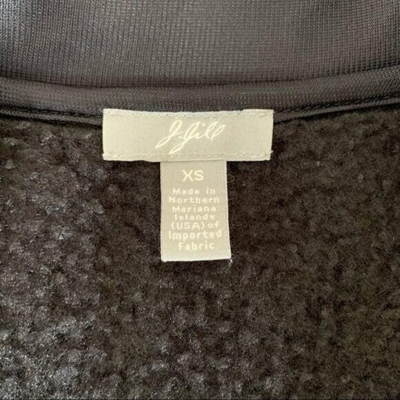 J Jill Black Sherpa Fleece Zip Up Jacket Coat XS Cozy Warm Winter Full Zip Layer - Picture 5 of 6